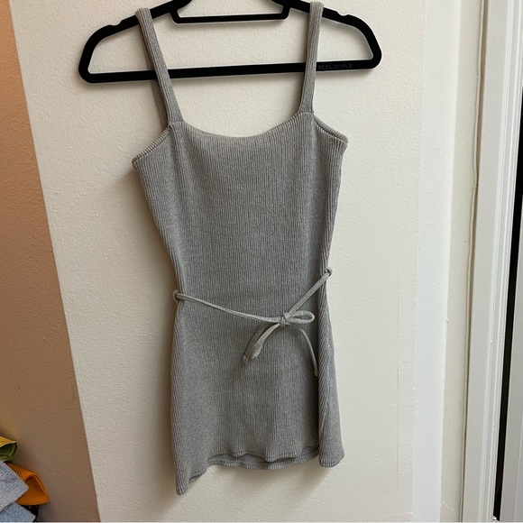 Asos Another Reason Ribbed Structured Cami Dress-grey - Picture 3 of 5